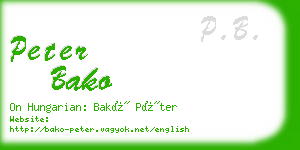 peter bako business card